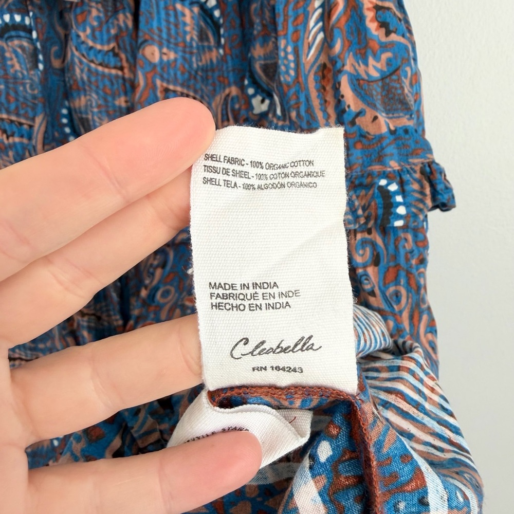 Cleobella Blue Paisley Tiered Midi Skirt with Rust Details - Picture 4 of 5